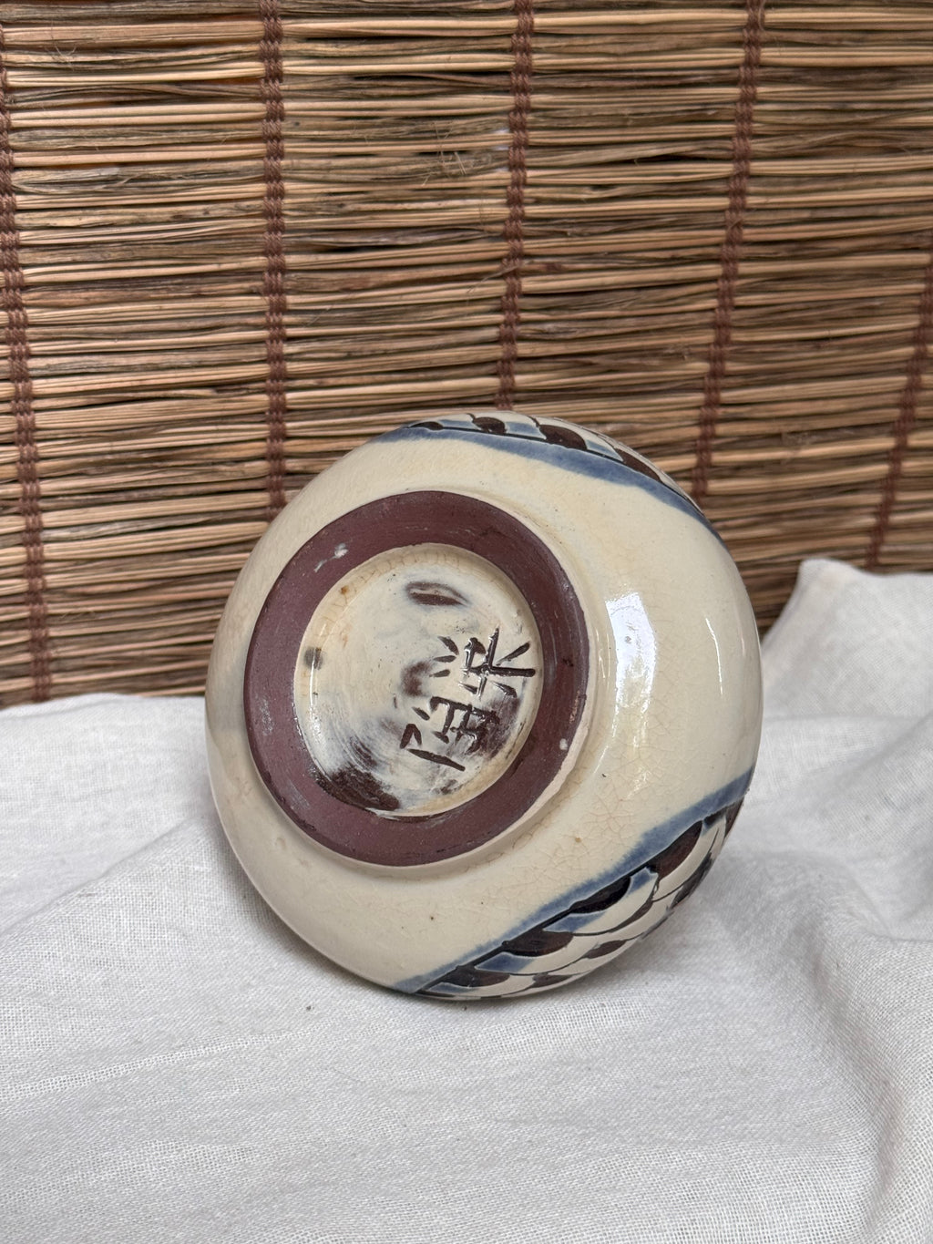 Tsuboya-yaki Hand-Painted Fish Motif Sake Flask