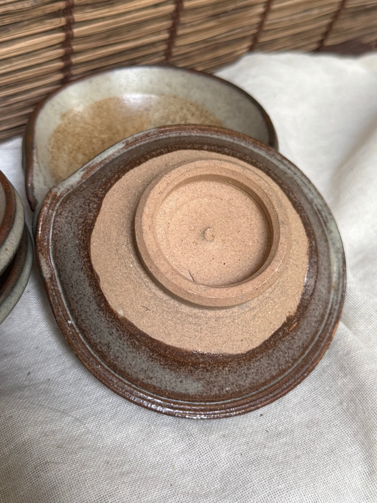 Japanese Mini Katakuchi, Set of 4 - Two-Tone Glaze, Footed Pouring Bowls