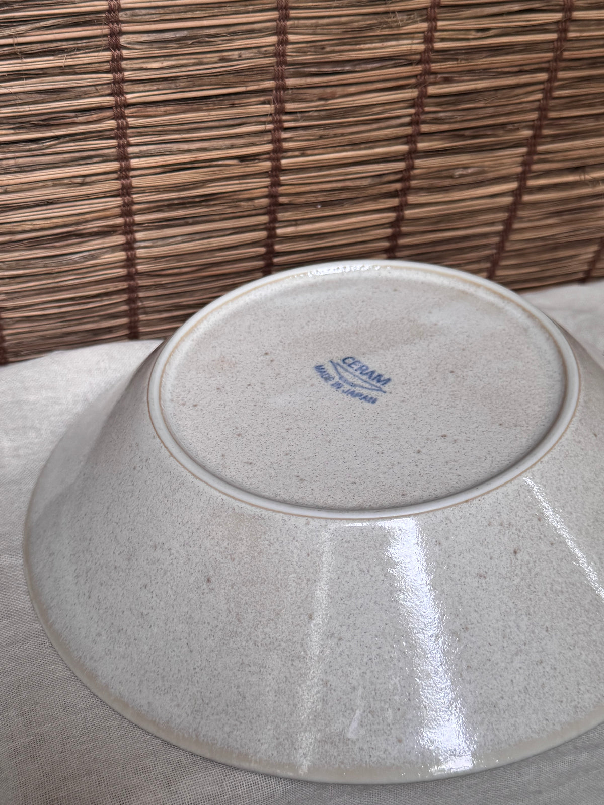 Ceram Blue Floral Bowl - Hand-Painted Scroll & Leaf Motif