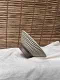 Onta Yaki Tobikanna Bowl — Chattered Herringbone Pattern, Cream Glaze, Stamped Footring