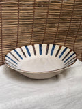 Ceram Okinawan Striped Large Bowl - Hand-Painted Sunburst Design