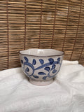 Akari Medium Bowl — Hand-Painted Blue Floral Pattern, Scalloped Rim