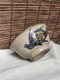 Tsuboya Ryukyu Chawan - Hand-Painted Fish Motif Tea Bowl, Okinawan Pottery