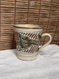 Tsuboya-Yaki Okinawan Pottery Mugs, Hand-Carved Leaf Design