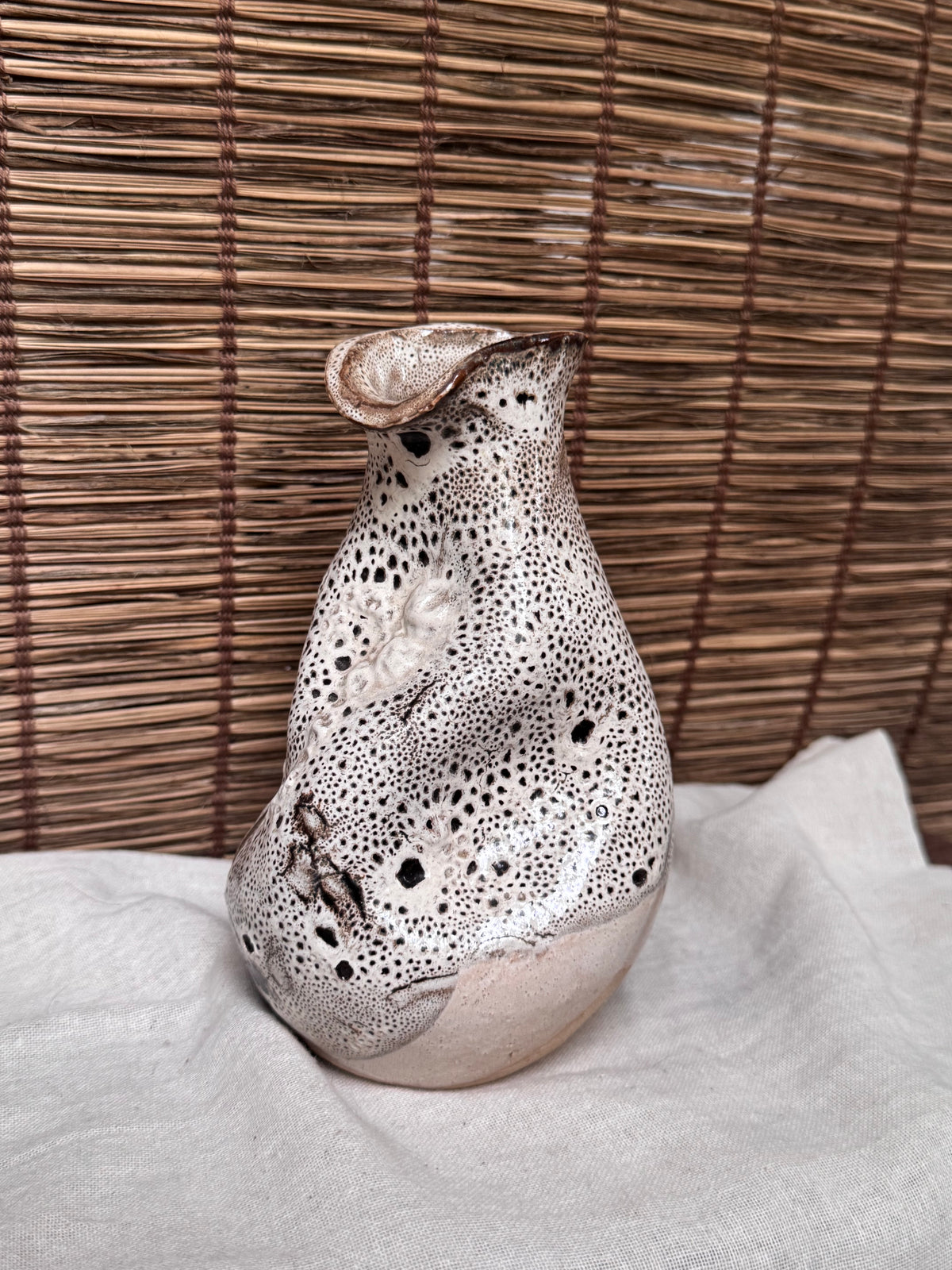 Quirky Lumpy Organic Form, Fat Lava Crater Glaze Vase