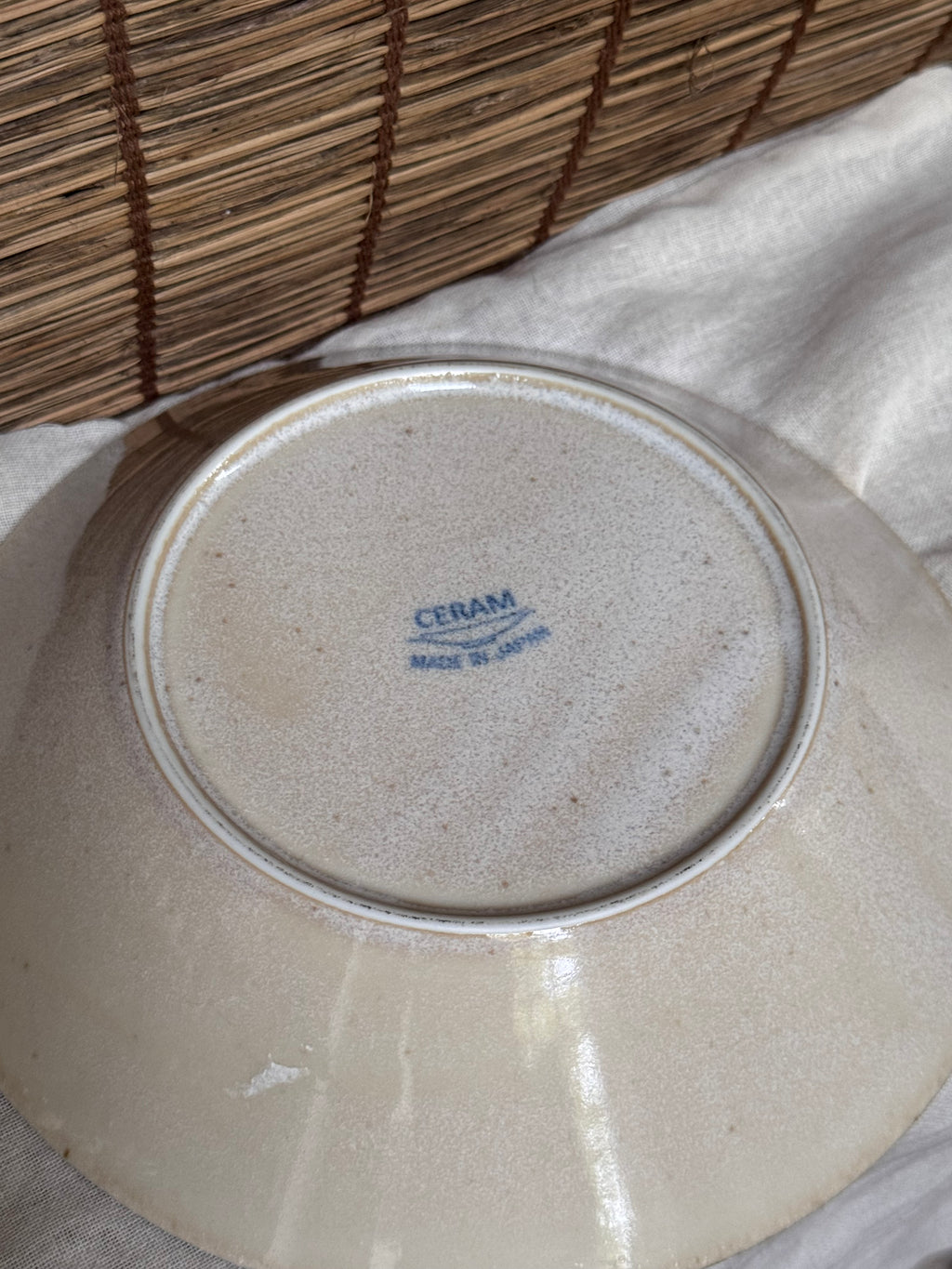 Ceram Okinawan Striped Large Bowl - Hand-Painted Sunburst Design
