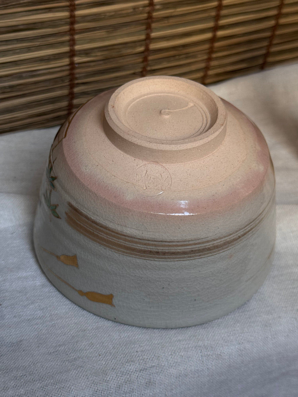 Kyoto Ware Zodiac Tea Bowl (Eto Chawan), Year of the Monkey — Monkey on an Ema with Pine, Bamboo and Plum