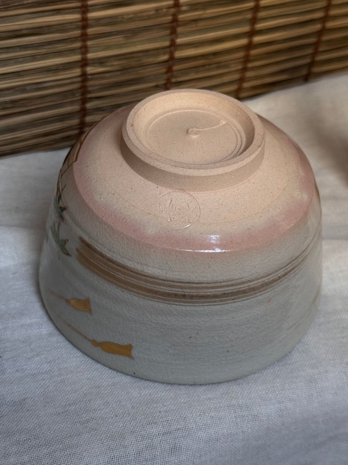 Kyoto Ware Zodiac Tea Bowl (Eto Chawan), Year of the Monkey — Monkey on an Ema with Pine, Bamboo and Plum