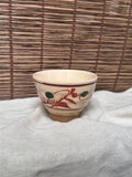 Arita Teacup — Iron-Red and Green Enamel Floral Motif, Cream Crackle Glaze