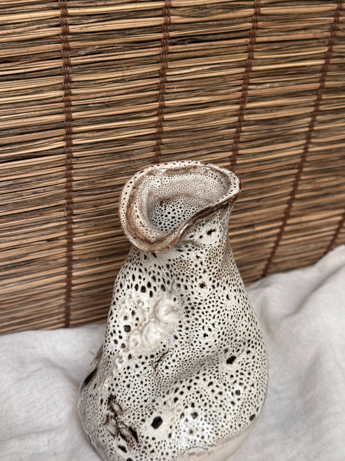Quirky Lumpy Organic Form, Fat Lava Crater Glaze Vase