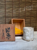 Shino Ware Yunomi Teacup — Ōji Kiln (王子窯), Hand-Formed, Signed Wooden Box