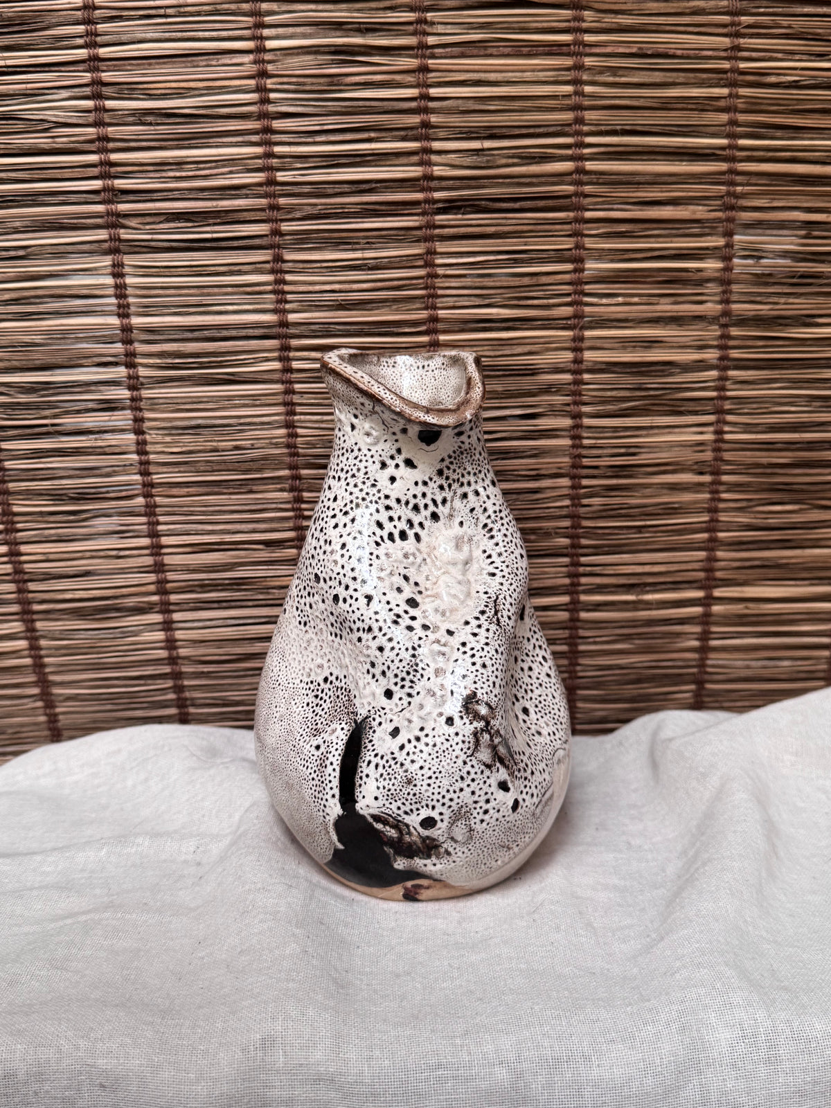 Quirky Lumpy Organic Form, Fat Lava Crater Glaze Vase