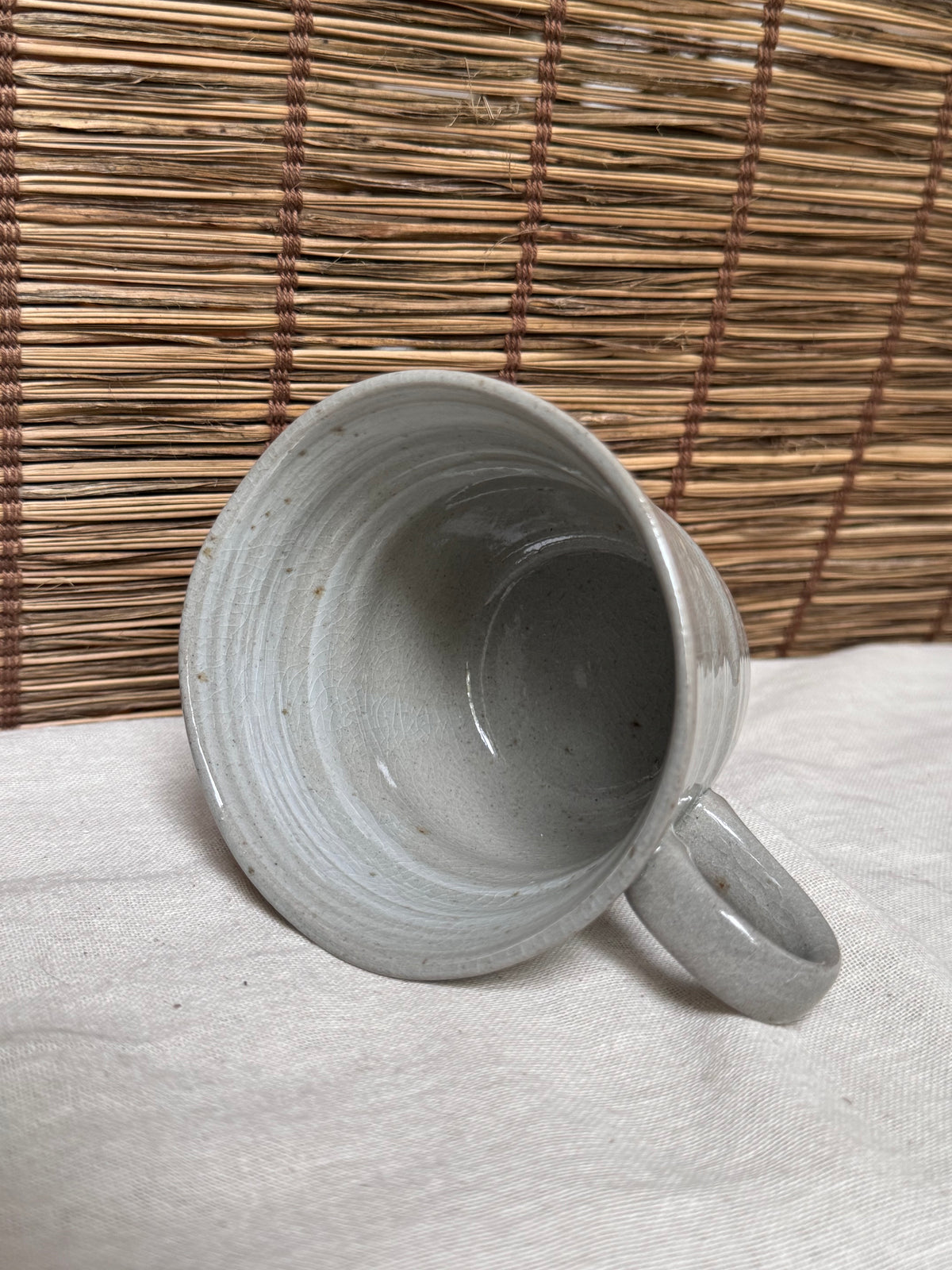 Mino-Yaki Rabbit Mug, Hand-Painted “Fun Together” Message, Crackle Glaze
