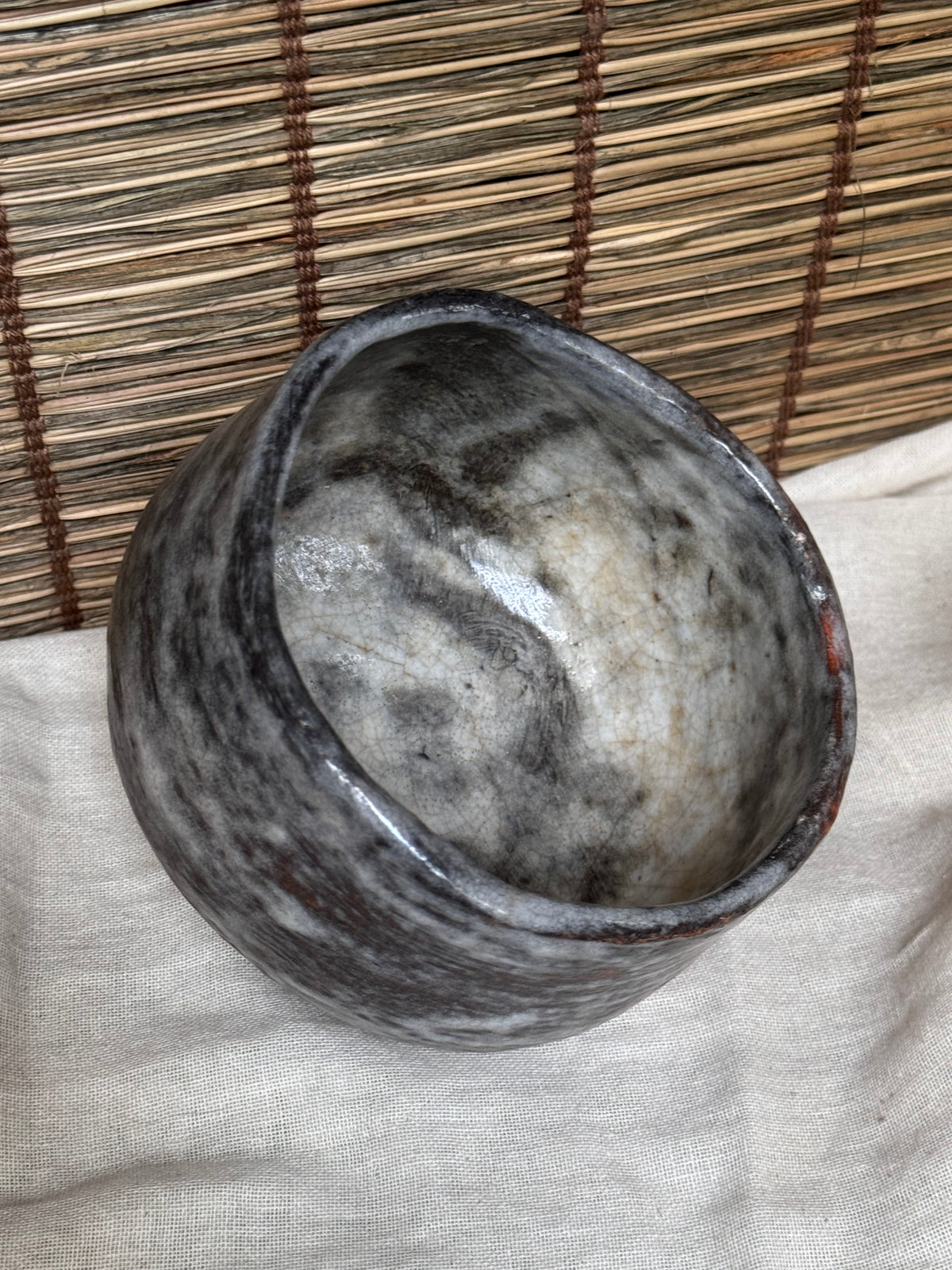 Nezumi-Shino Chawan — Grey and Red Shino Glaze, Mino Ware