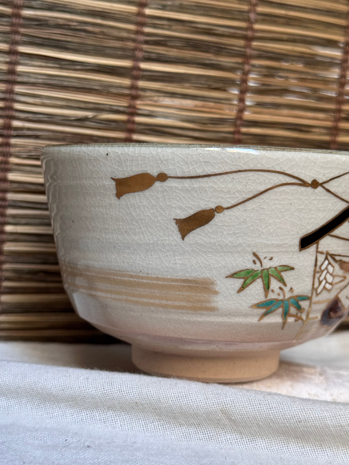 Kyoto Ware Zodiac Tea Bowl (Eto Chawan), Year of the Monkey — Monkey on an Ema with Pine, Bamboo and Plum