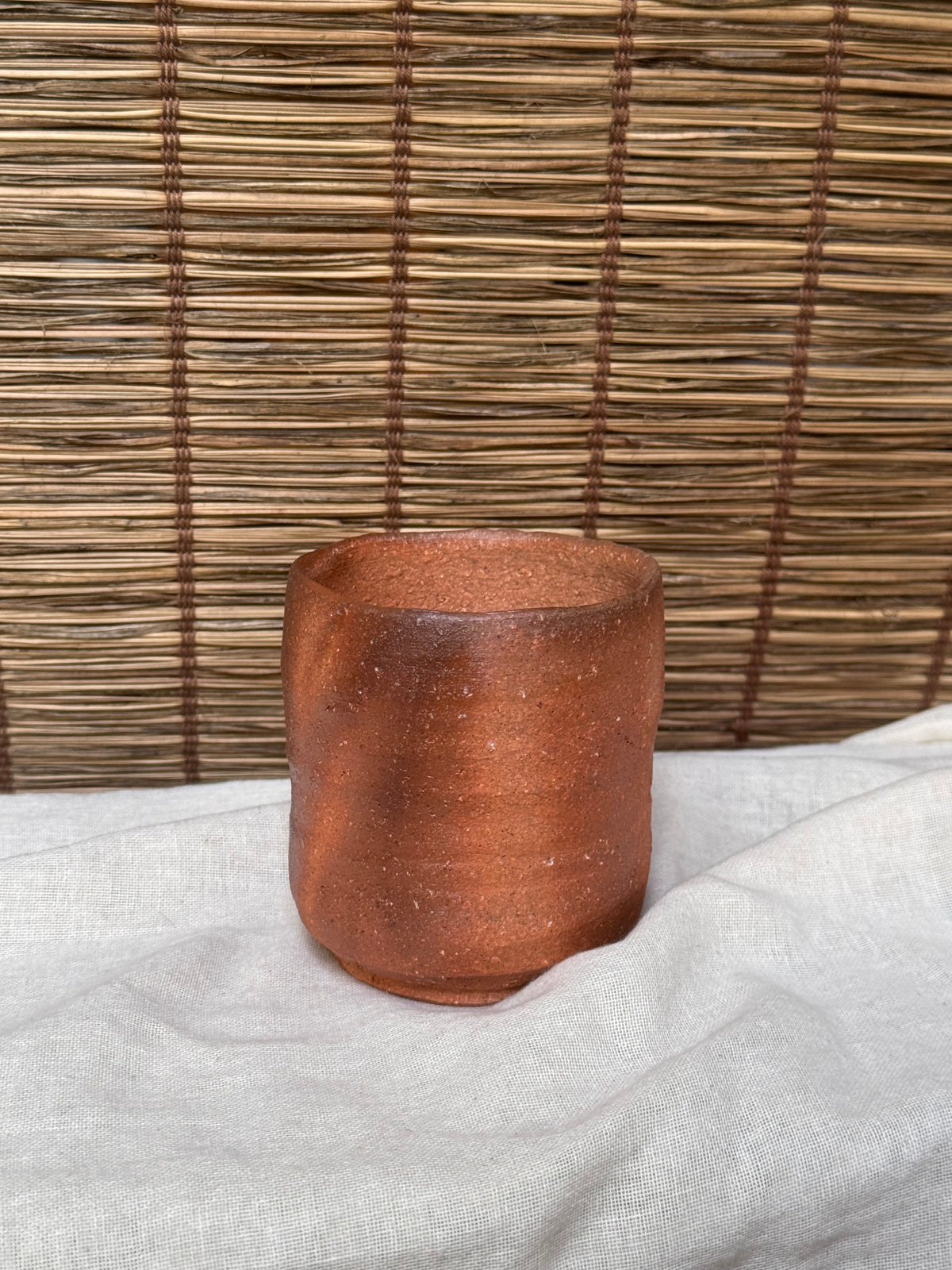 Bizen Ware Yunomi Cups — Unglazed Wood-Fired Stoneware, Faceted and Cylindrical Forms