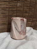 Shino-Yaki Faceted Yunomi Cup, Blush Pink Ash Glaze