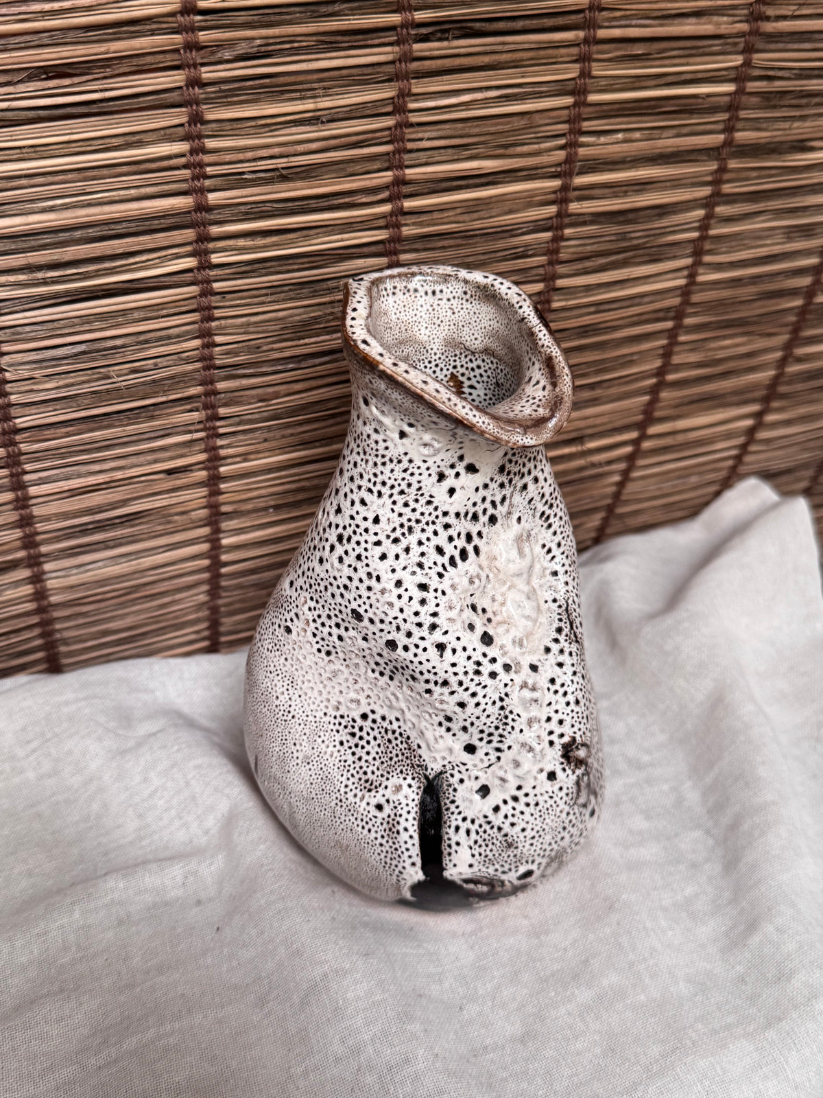 Quirky Lumpy Organic Form, Fat Lava Crater Glaze Vase