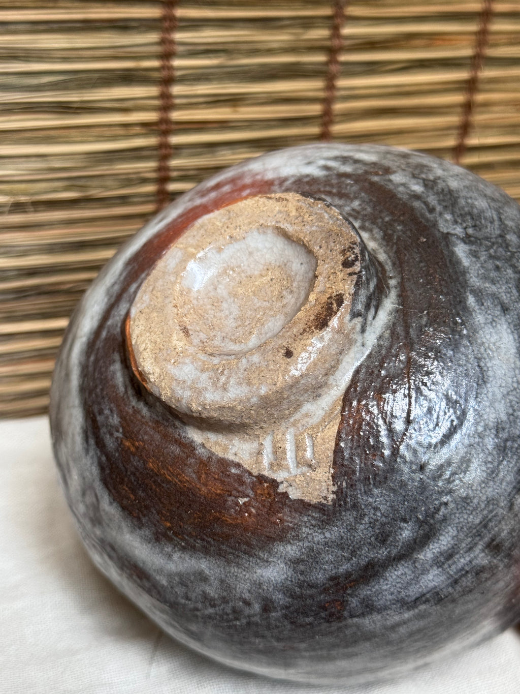 Nezumi-Shino Chawan — Grey and Red Shino Glaze, Mino Ware