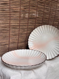Tachiyoshi Kikkichi Hagi-Glaze Chrysanthemum Oval Plates, Set of Two