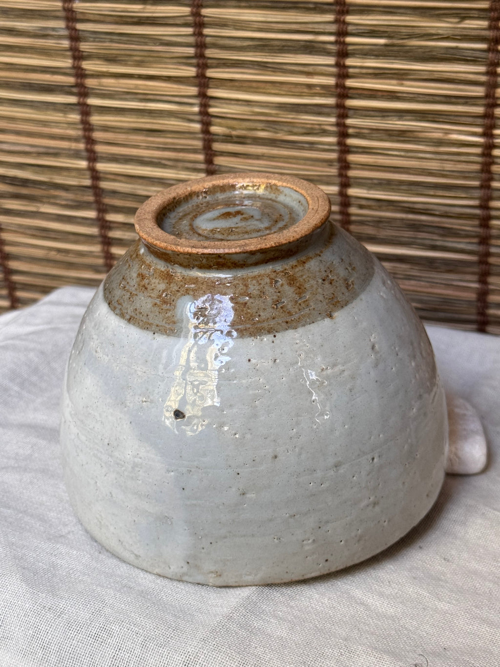 Kohiki Chawan — White Slip, Iron Speckle, Spiral Well