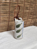 Japanese Mini Hanging Vase with Hand-Painted Leaf and Stripe Design