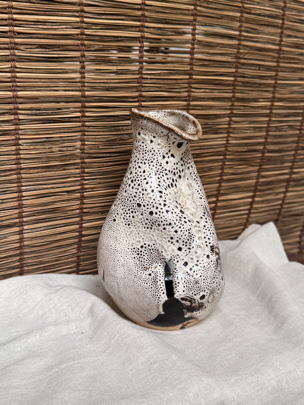 Quirky Lumpy Organic Form, Fat Lava Crater Glaze Vase