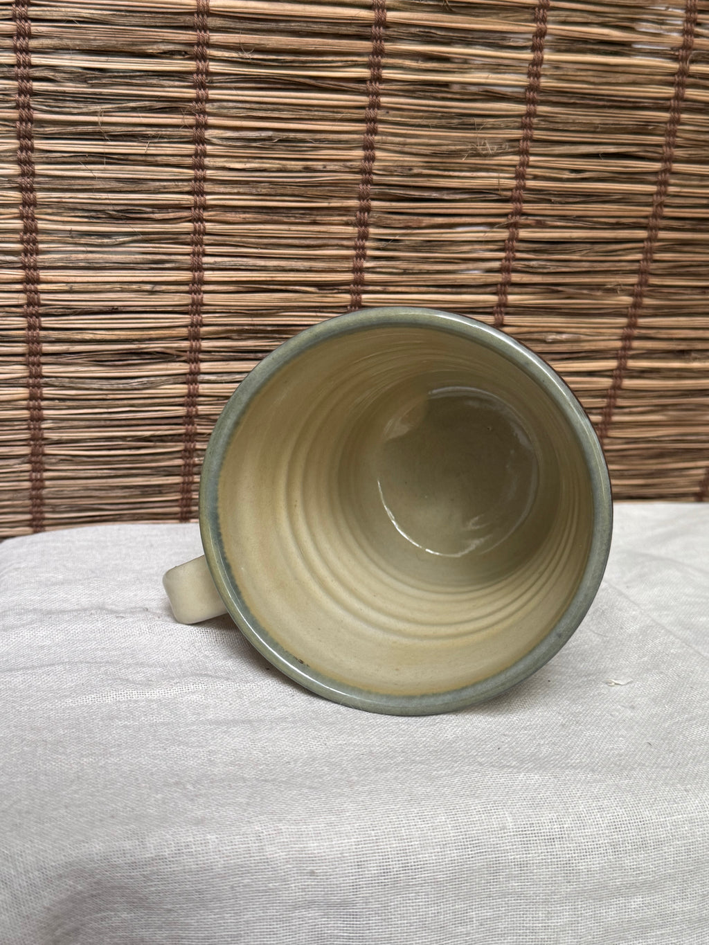 Tsuboya-Yaki Okinawan Pottery Mugs, Hand-Carved Leaf Design
