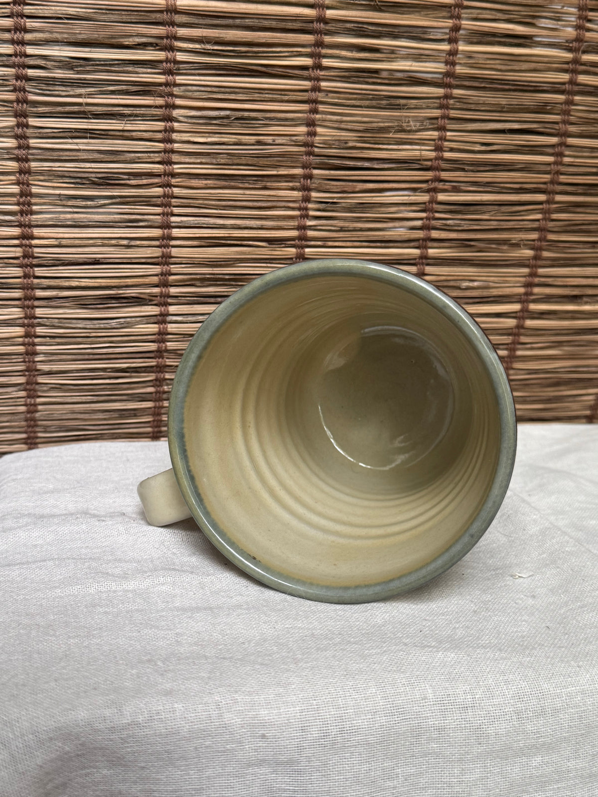 Tsuboya-Yaki Okinawan Pottery Mugs, Hand-Carved Leaf Design