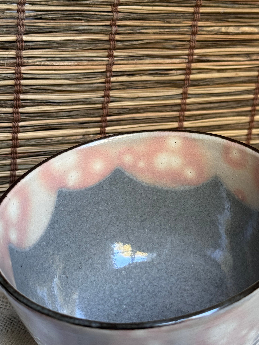 Kyoto Ware Matcha Chawan by Shōkoku (松谷) — Spring Fields in Raised Enamel and Gold, Signed Wooden Box