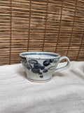Japanese Hand-Painted Grape Vine Mug, Cobalt & Iron-Brown.