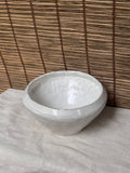 Organic White Glazed Stoneware Bowl — Hand-Formed Tapered Sides, Raw Clay Foot