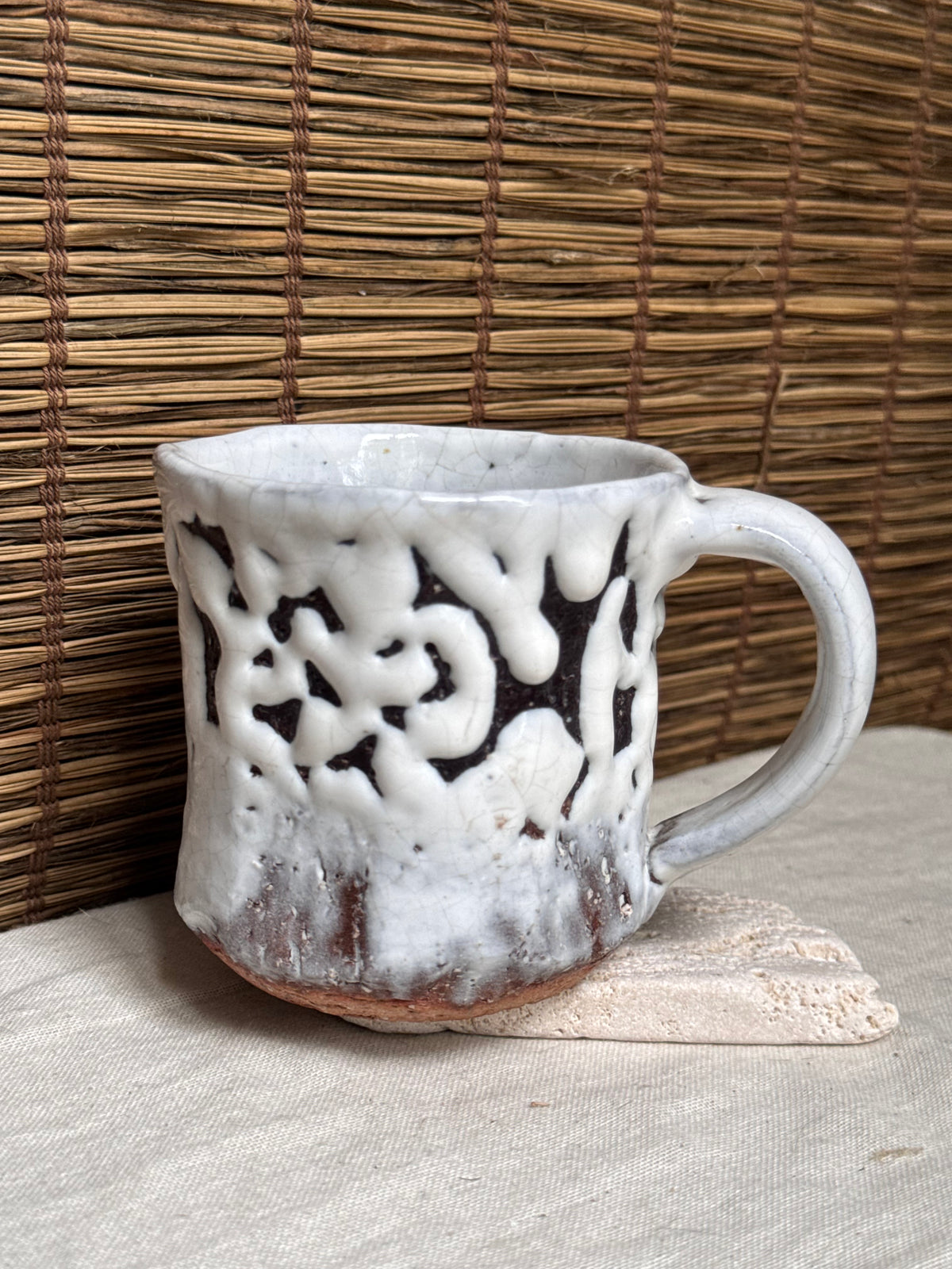 Oni-Hagi Ware Mug – Thick Shiro Hagi Glaze