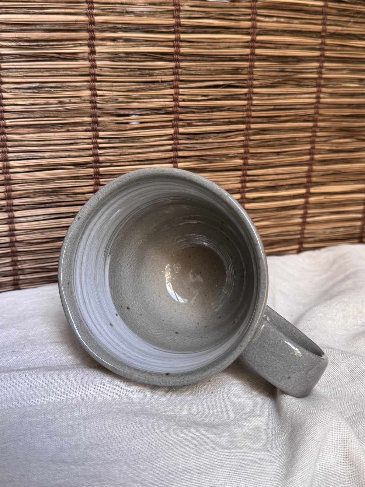 Mino-Yaki Studio Mugs, Hand-Painted Berry Design & Plain Crackle Glaze