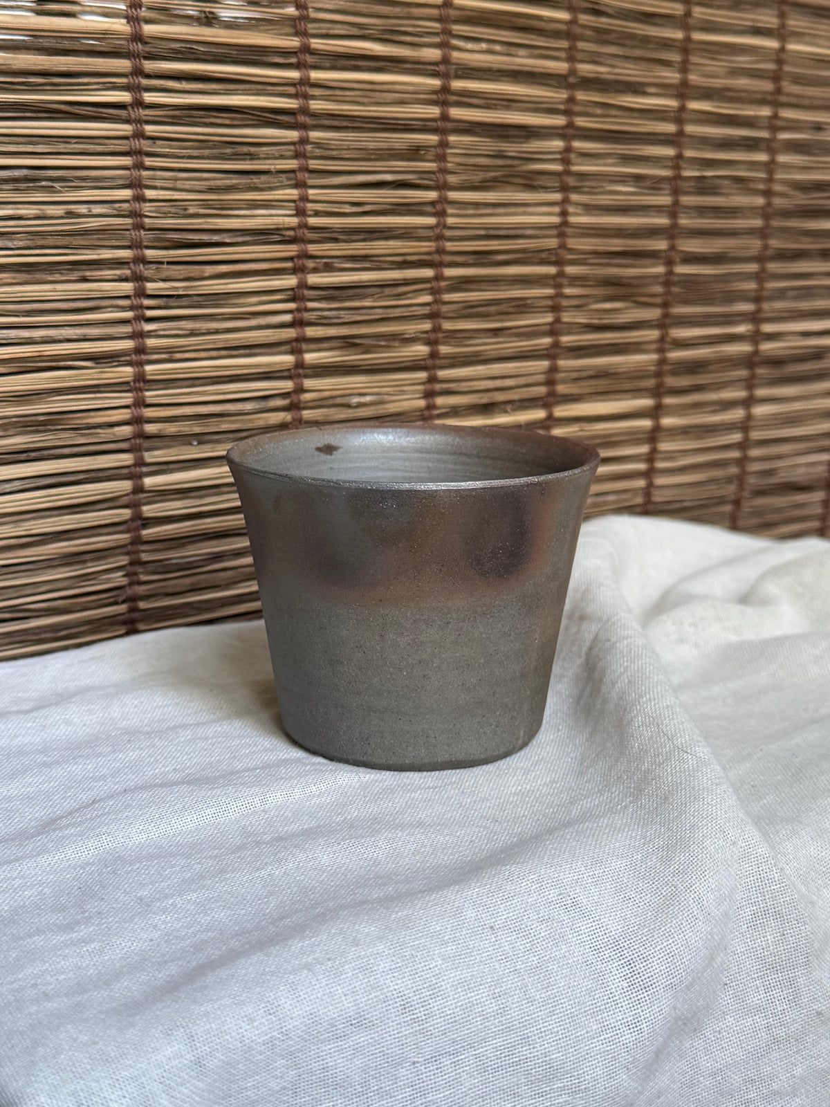 Bizen-yaki by Nobuhara Katsushi Cup — Wood-Fired, Charcoal & Ash Fire Effects, Artist-Stamped