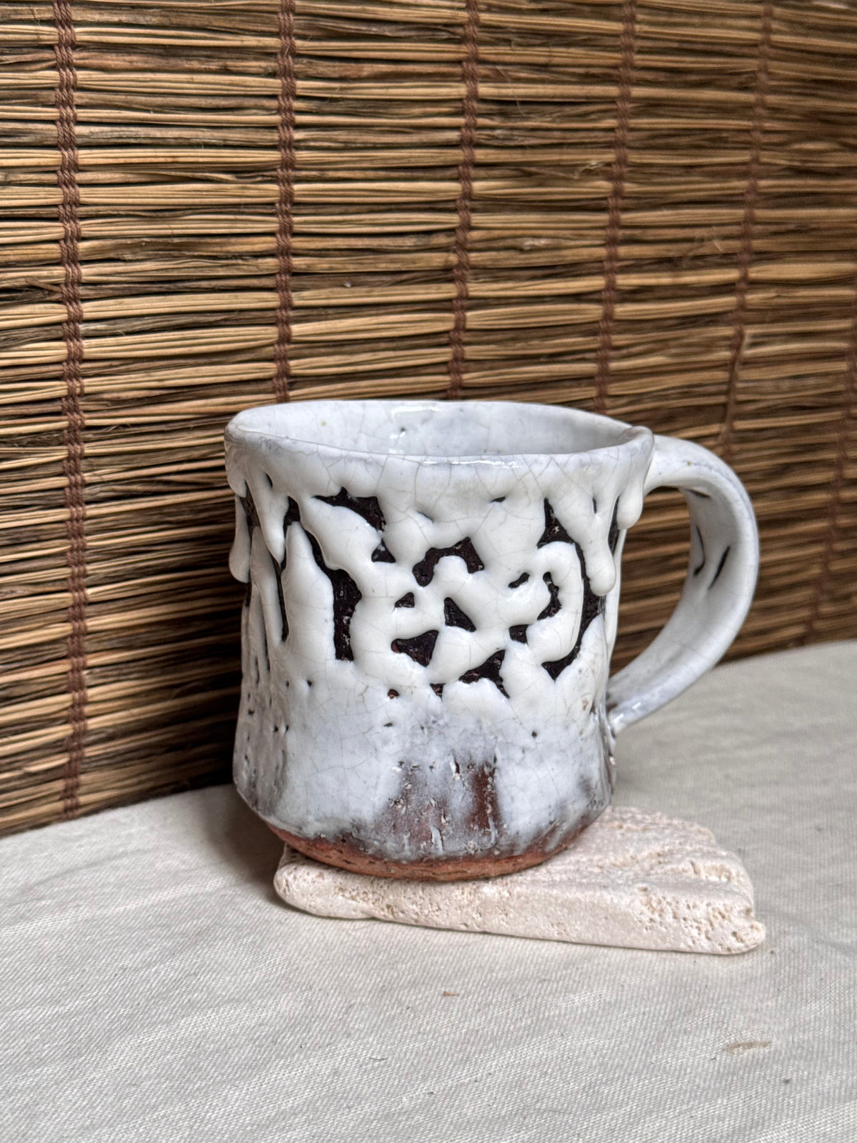 Oni-Hagi Ware Mug – Thick Shiro Hagi Glaze