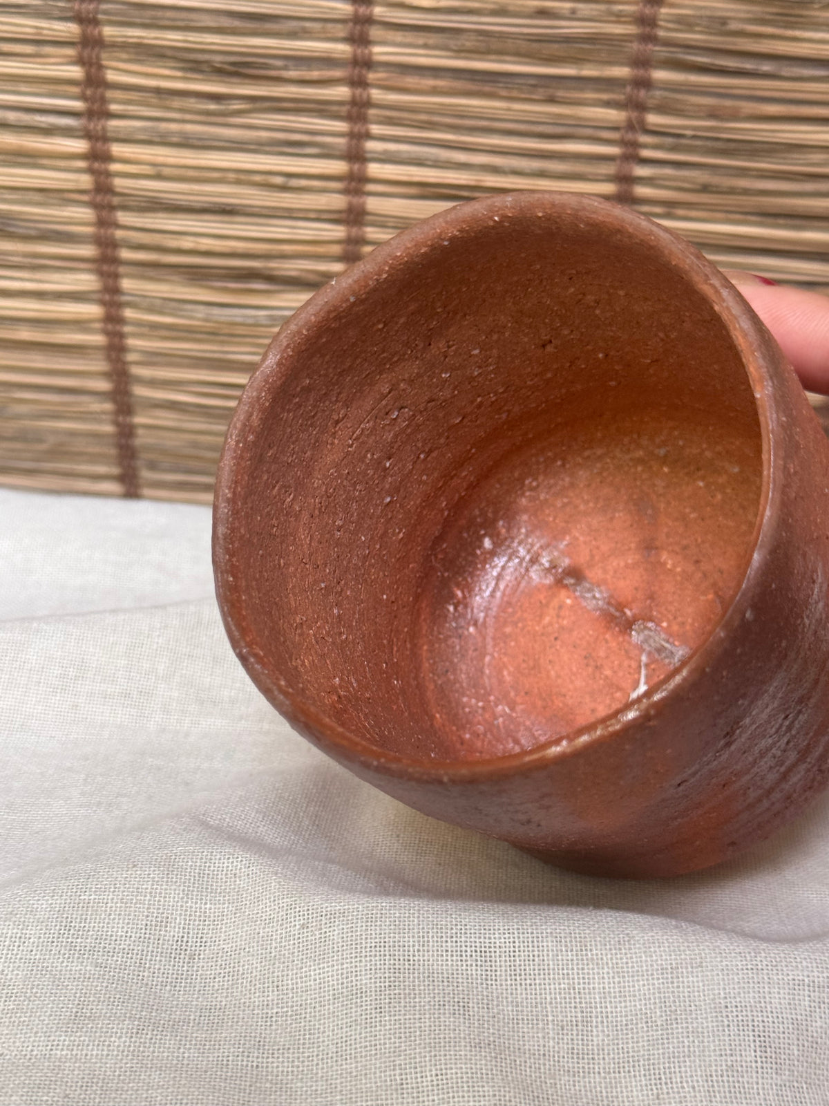 Bizen Ware Yunomi Cups — Unglazed Wood-Fired Stoneware, Faceted and Cylindrical Forms