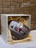 Kyoto Ware Zodiac Tea Bowl (Eto Chawan) — Daikoku's Mice with Lucky Mallet and Treasure Sack, Brushed Slip Swirl