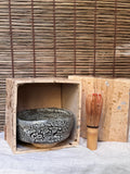 Oni-Hagi Chawan, Hand-Formed — White Crawl Glaze, Paper Box