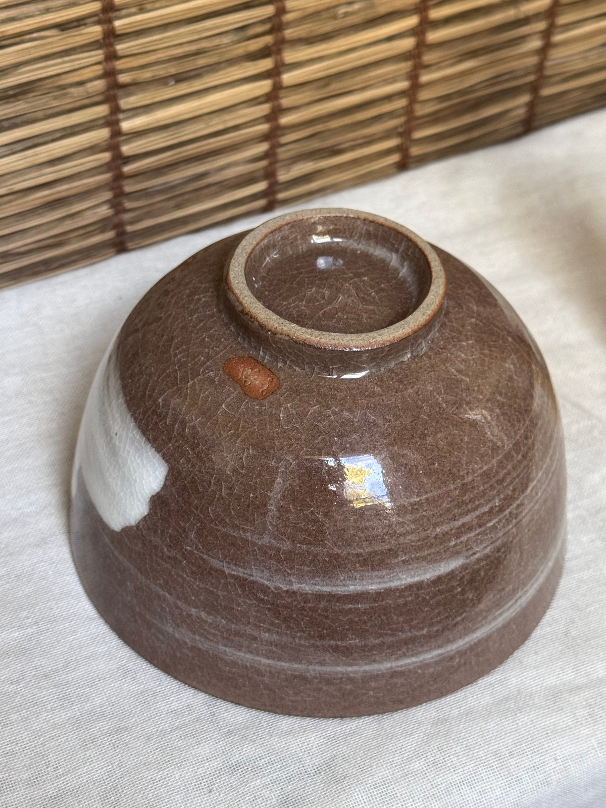 Kyoto Ware Zodiac Tea Bowl (Eto Chawan) — Daikoku's Mice with Lucky Mallet and Treasure Sack, Brushed Slip Swirl