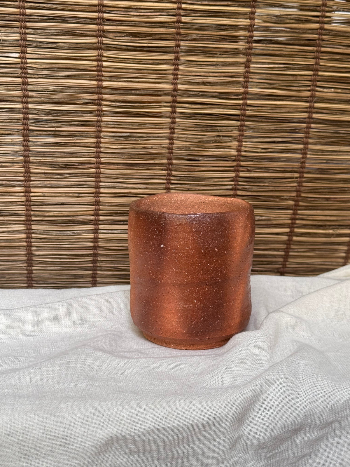 Bizen Ware Yunomi Cups — Unglazed Wood-Fired Stoneware, Faceted and Cylindrical Forms