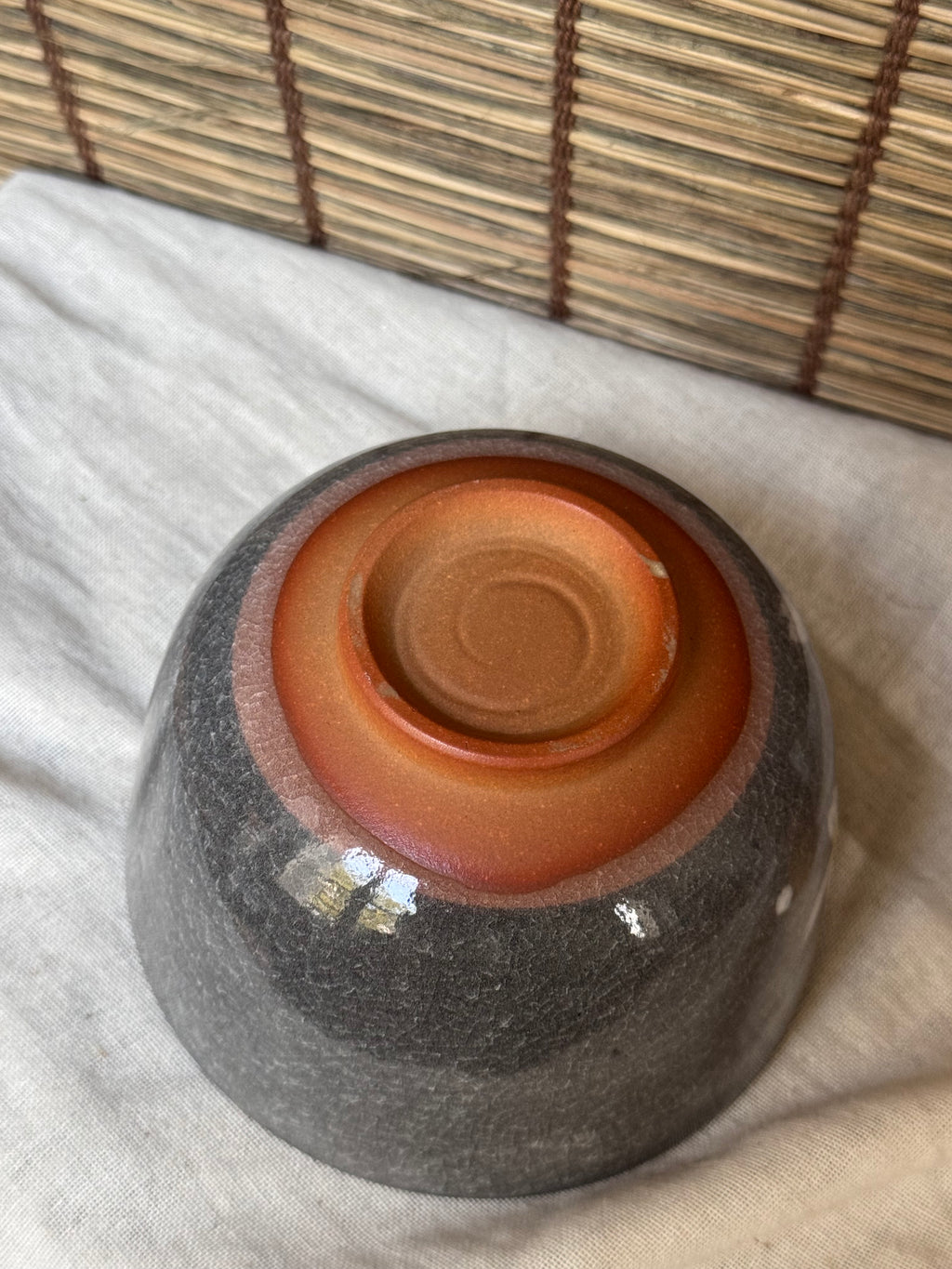 Celadon Matcha Bowl (Chawan) — Sakura Blossoms, Grey Crackle Glaze, Pink Interior
