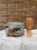 Somayama Ware Matcha Chawan by Minamiguchi Kansui — Kenzan-Style Chestnut Design, Original Box