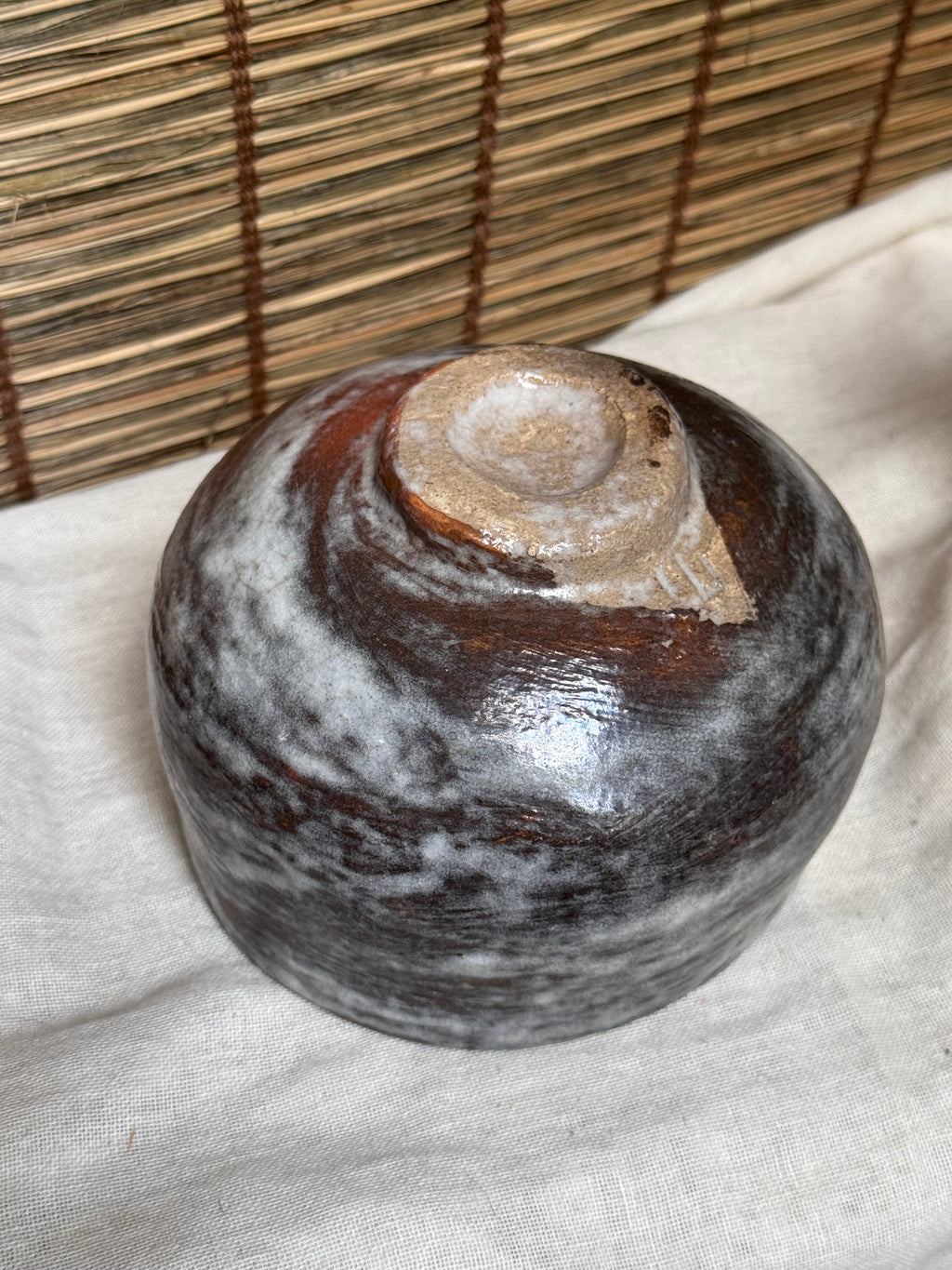 Nezumi-Shino Chawan — Grey and Red Shino Glaze, Mino Ware