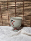 Footed Celadon Cup — Iron-Red Floral Spray, Crackle Glaze