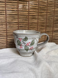 Mino-Yaki Studio Mugs, Hand-Painted Berry Design & Plain Crackle Glaze