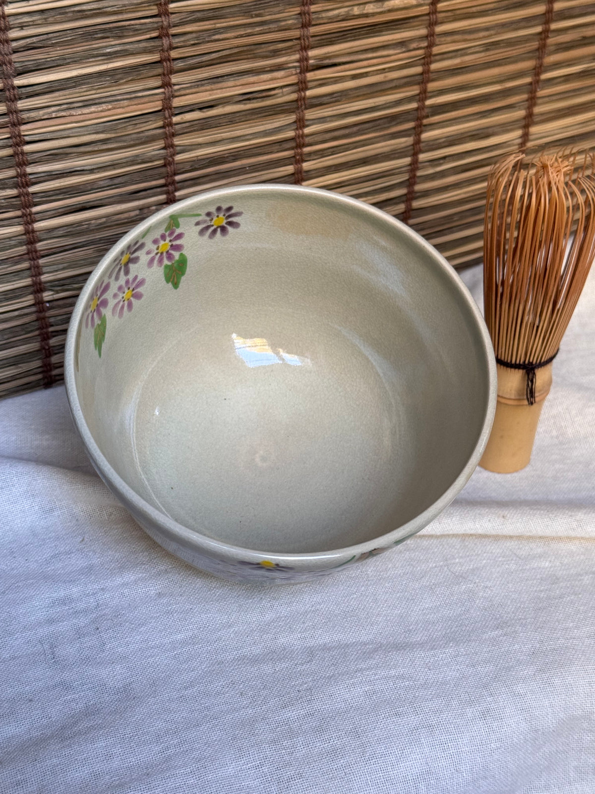 Kyoto Ware Matcha Chawan by Tanaka Kōsen — Hand-Painted Miyako-wasure, Gold Accents, Signed Wooden Box