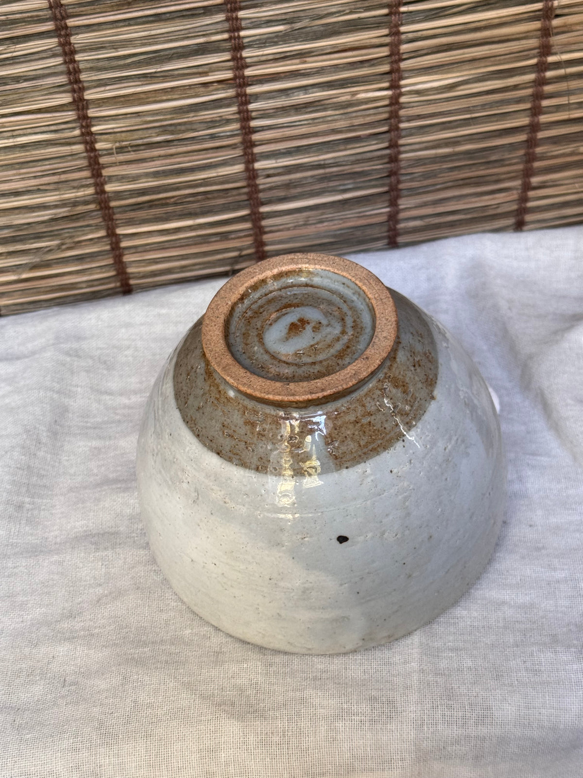 Kohiki Chawan — White Slip, Iron Speckle, Spiral Well