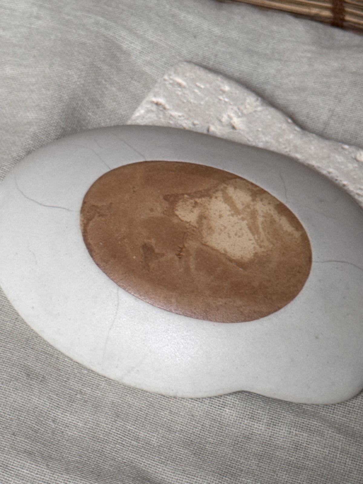 Tachikichi Rabbit-Shaped Plates, Single — White Crackle Glaze, Pink Ears