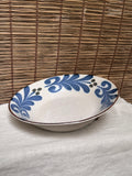 Ceram Blue Floral Bowl - Hand-Painted Scroll & Leaf Motif